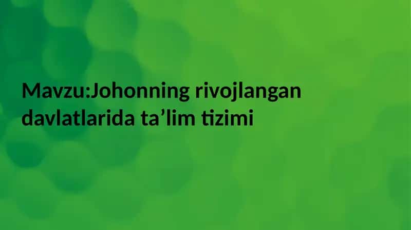 Johonning rivojlangan davlatlari data ilmi tizimi