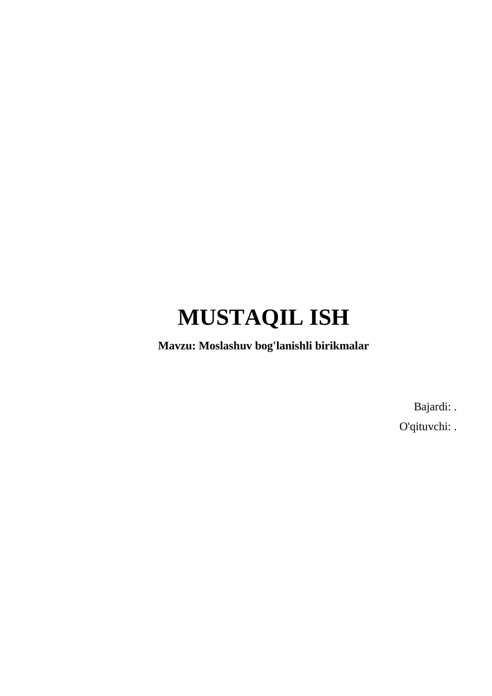 Moslashuv bog'lanishli birikmalar