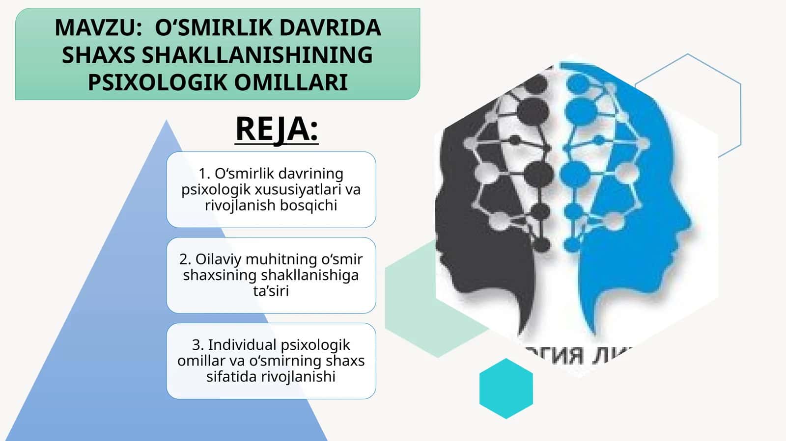 O‘SMIRLIK DAVRIDA SHAXS SHAKLLANISHINING PSIXOLOGIK OMILLARI