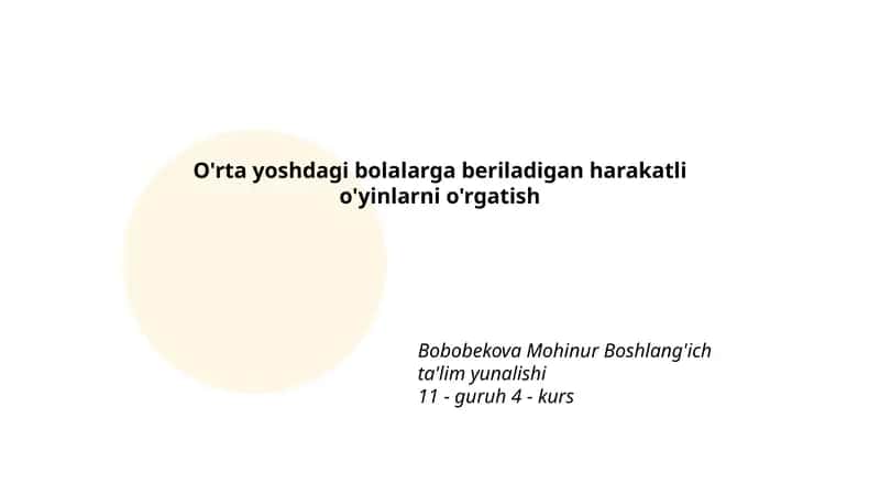 Harakatli o'yinlarni o'rgatish