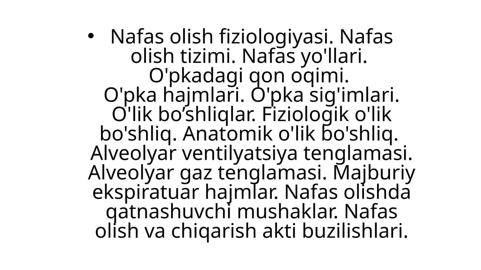 Nafasolish fiziologiyasi