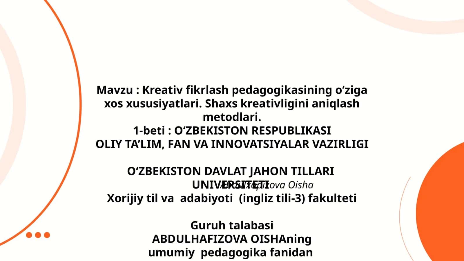 Kreativ fikrlash pedagogikasi