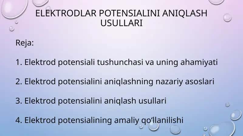 Elektrodlar potensialini aniqlash usullari