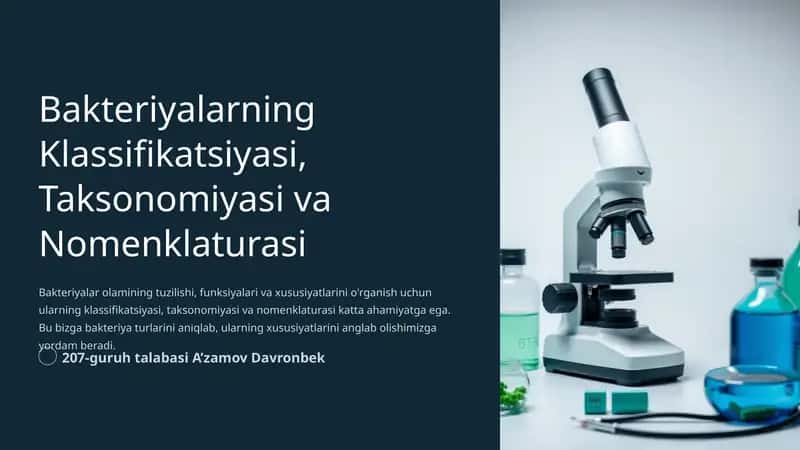 Bakteriyalarning Klassifikatsiyasi, Taksonomiyasi va Nomenklaturasi