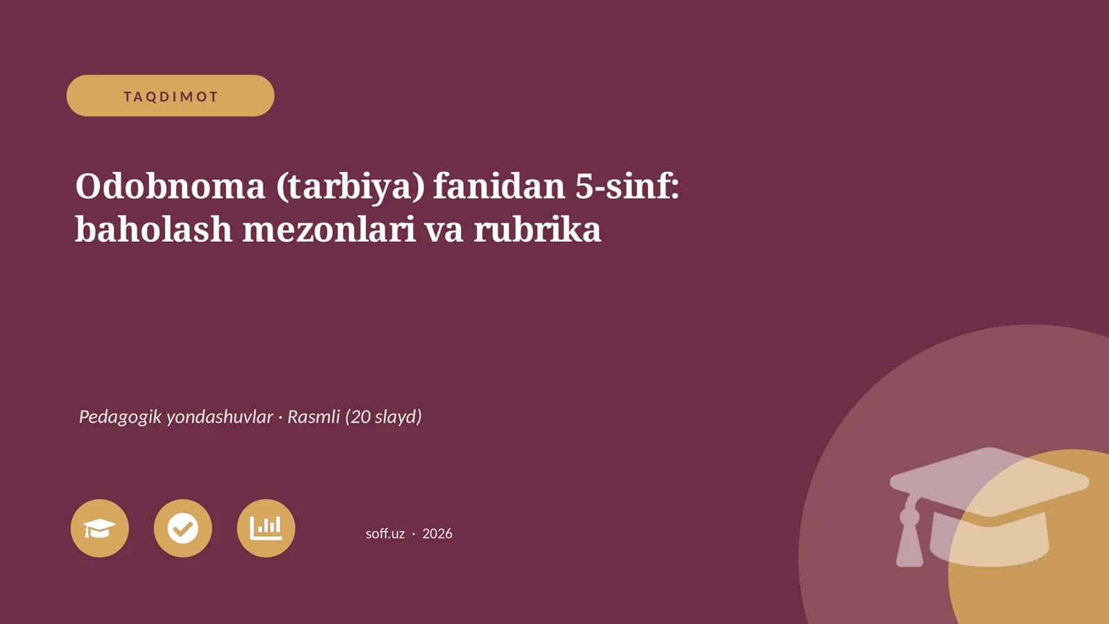 Odobnoma (tarbiya) fanidan 5-sinf: baholash mezonlari va rubrika