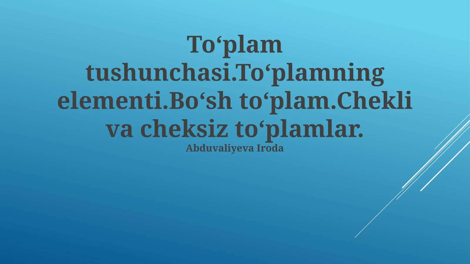 To'plamlarni solishtirish