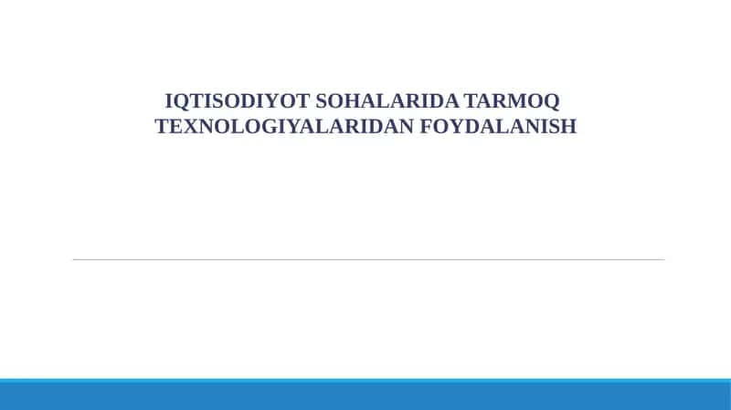 Tarmoq Texnologiyalari