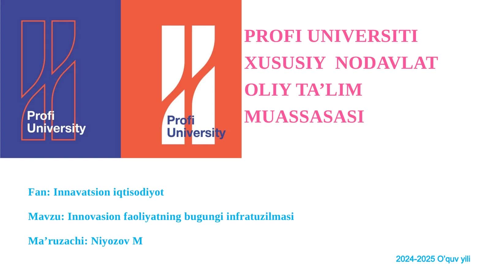 Innovatsion faoliyatning bugungi infratuzilmasi