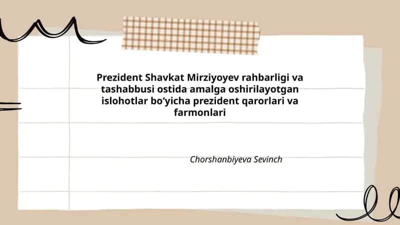 Soliq tizimi islohotlari bo'yicha Prezident qarorlari va farmonlari