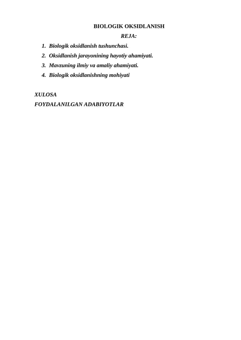 BIOLOGIK OKSIDLANISH