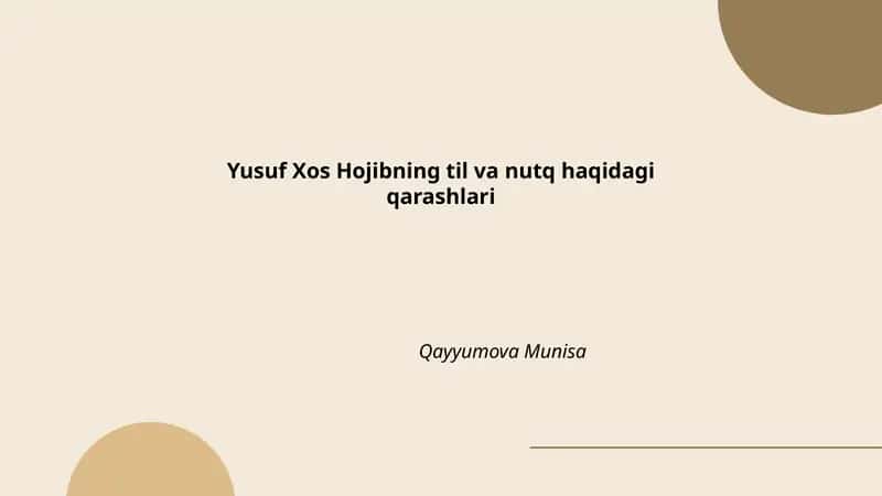 Yusuf Xos Hojibning til va nutq haqidagi qarashlari