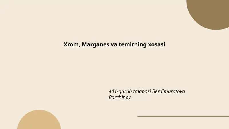 Xrom, Marganes va temirning xosasi