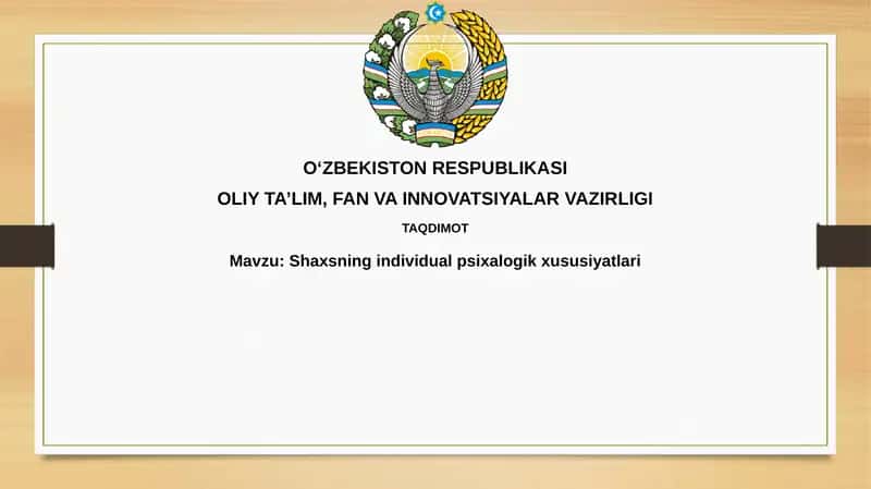 Shaxsning individual psixalogik xususiyatlari