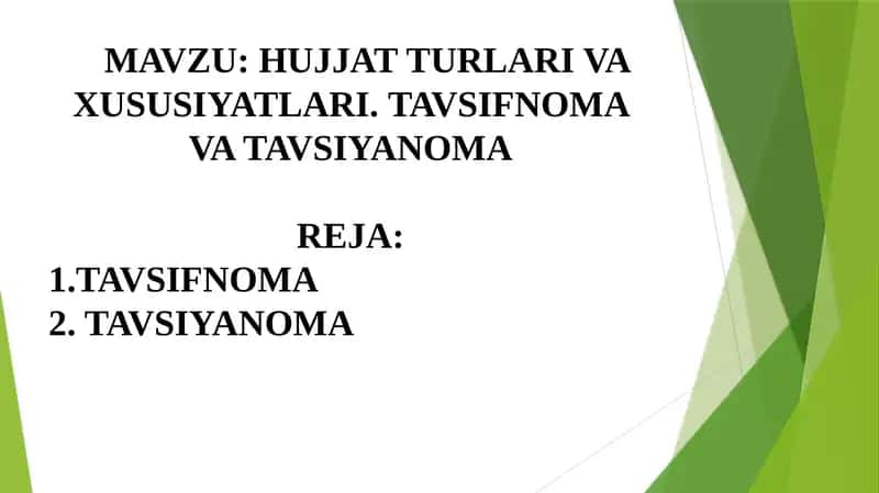 TAVSIFNOMA VA TAVSIYANOMA