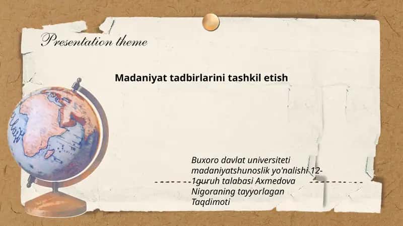 Madaniyat tadbirlarini tashkil etish