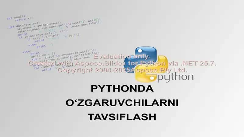Pythonda O‘zgaruvchilarni Tavsiflash