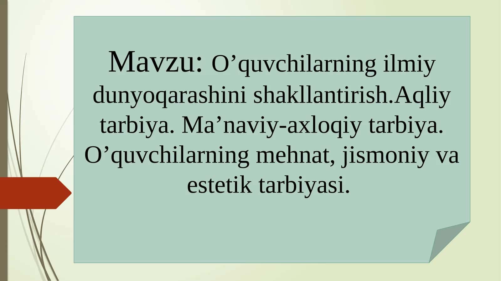 O’quvchilarning ilmiy dunyoqarashini shakllantirish