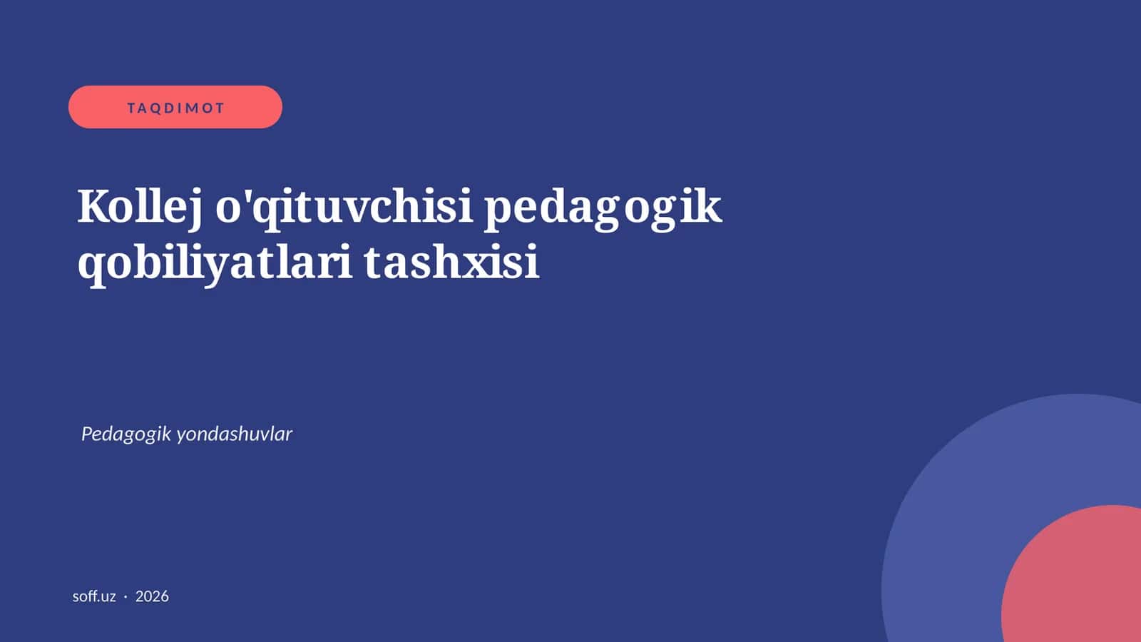 Kollej o'qituvchisi pedagogik qobiliyatlari tashxisi