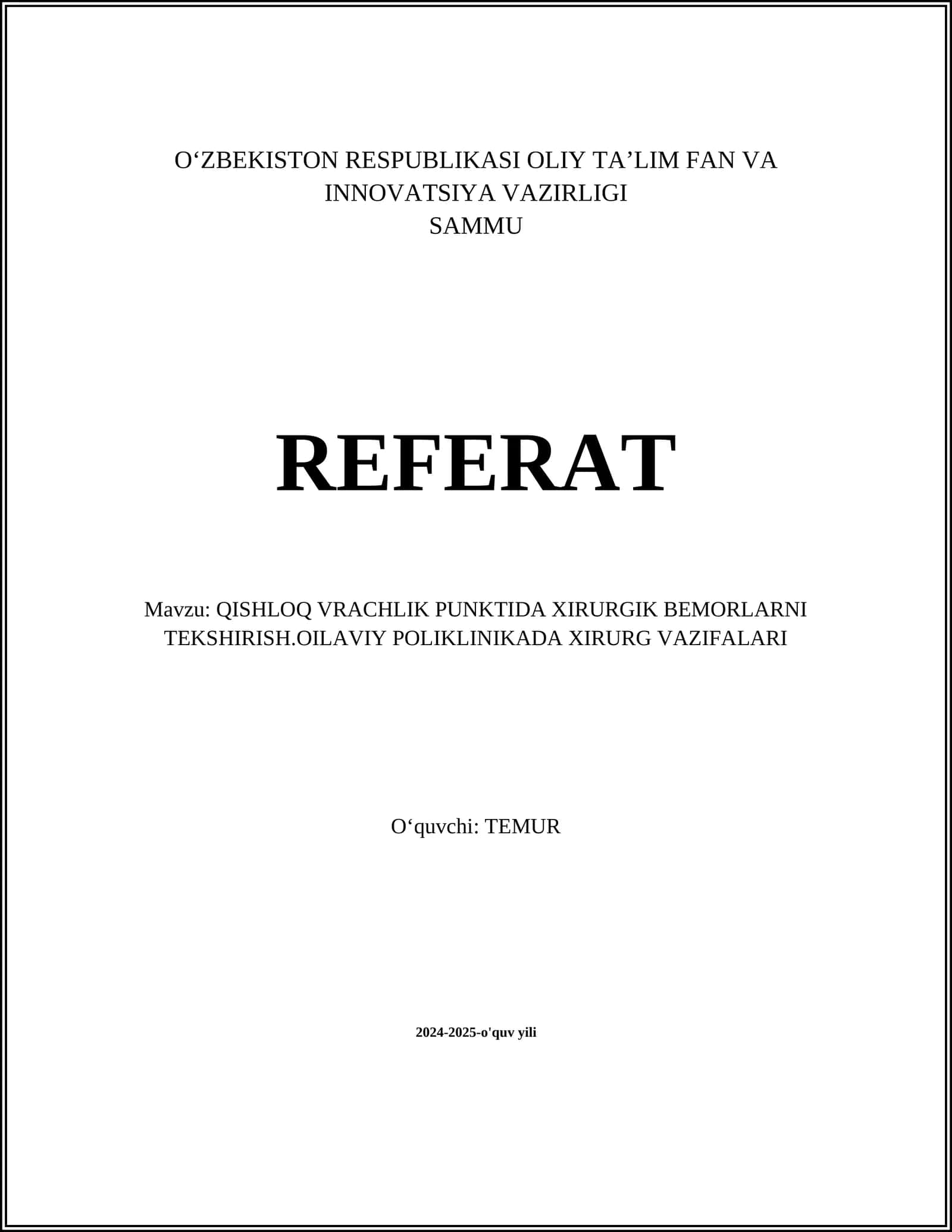 Xirurgik Bemorlarni Tekshirish