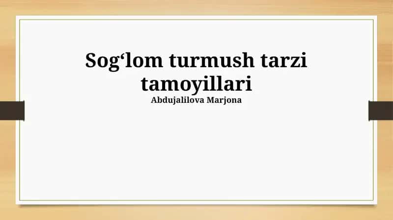Sogʻlom turmush tarzi tamoyillari
