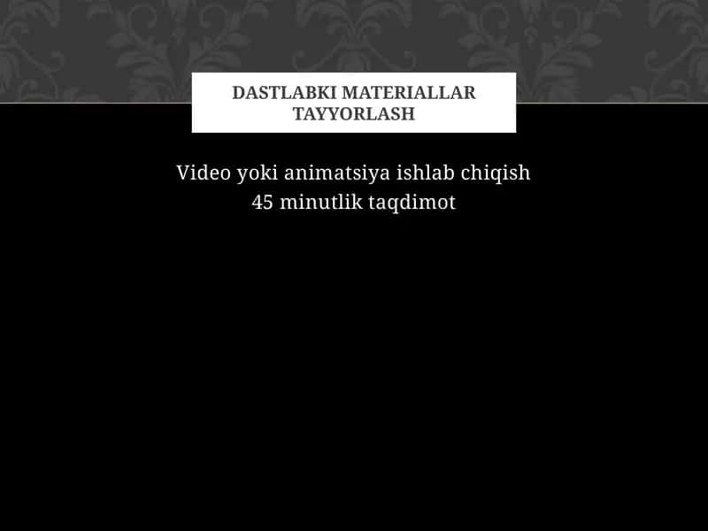 Video yoki animatsiya ishlab chiqish