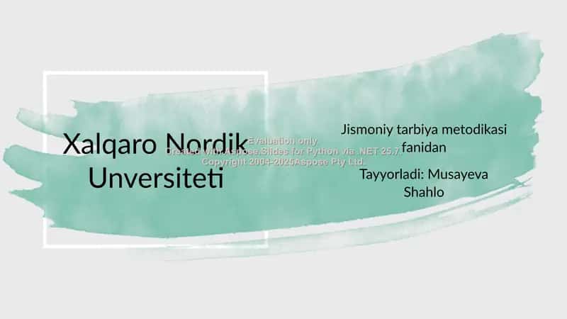 Xalqaro Nordik Universiteti Jismoniy tarbiya metodikasi fanidan