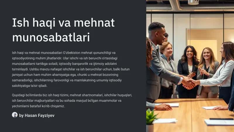 Ish haqi va mehnat munosabatlari