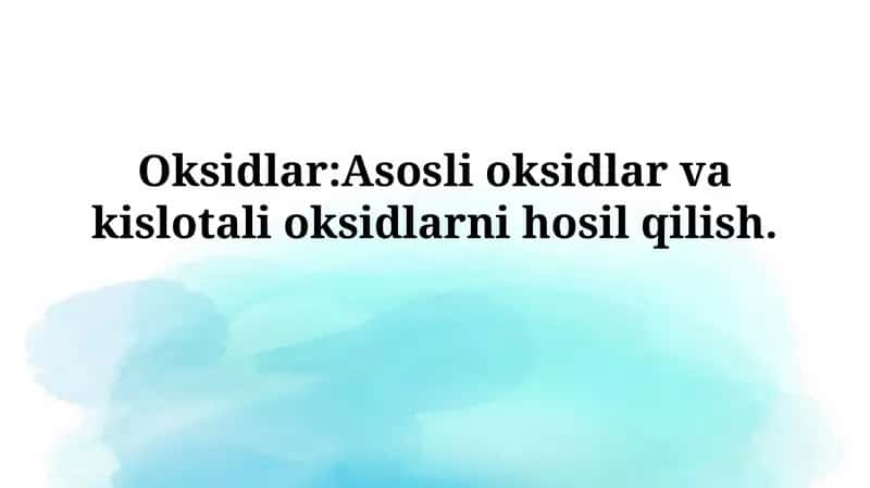 Oksidlar: Kirish