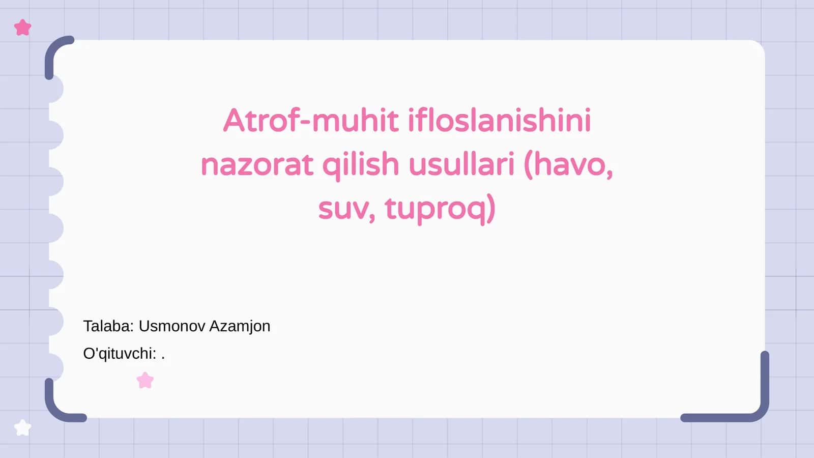 Atrof-muhit ifloslanishini nazorat qilish usullari (havo, suv, tuproq)