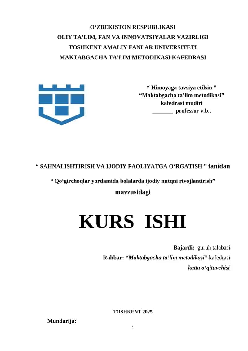 Qoʻgirchoqlar yordamida bolalarda ijodiy nutqni rivojlantirish