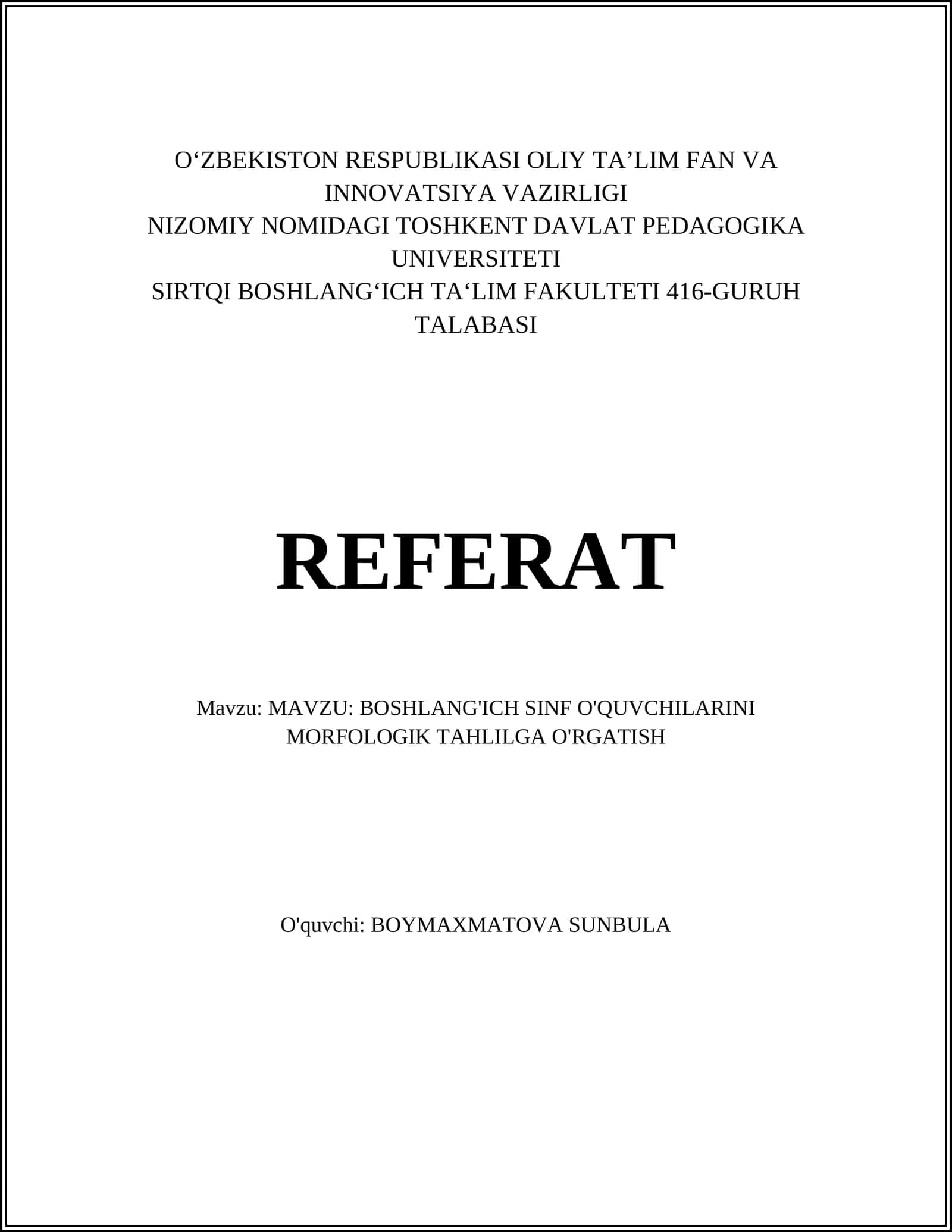 MORFOLOGIK TAHLIL