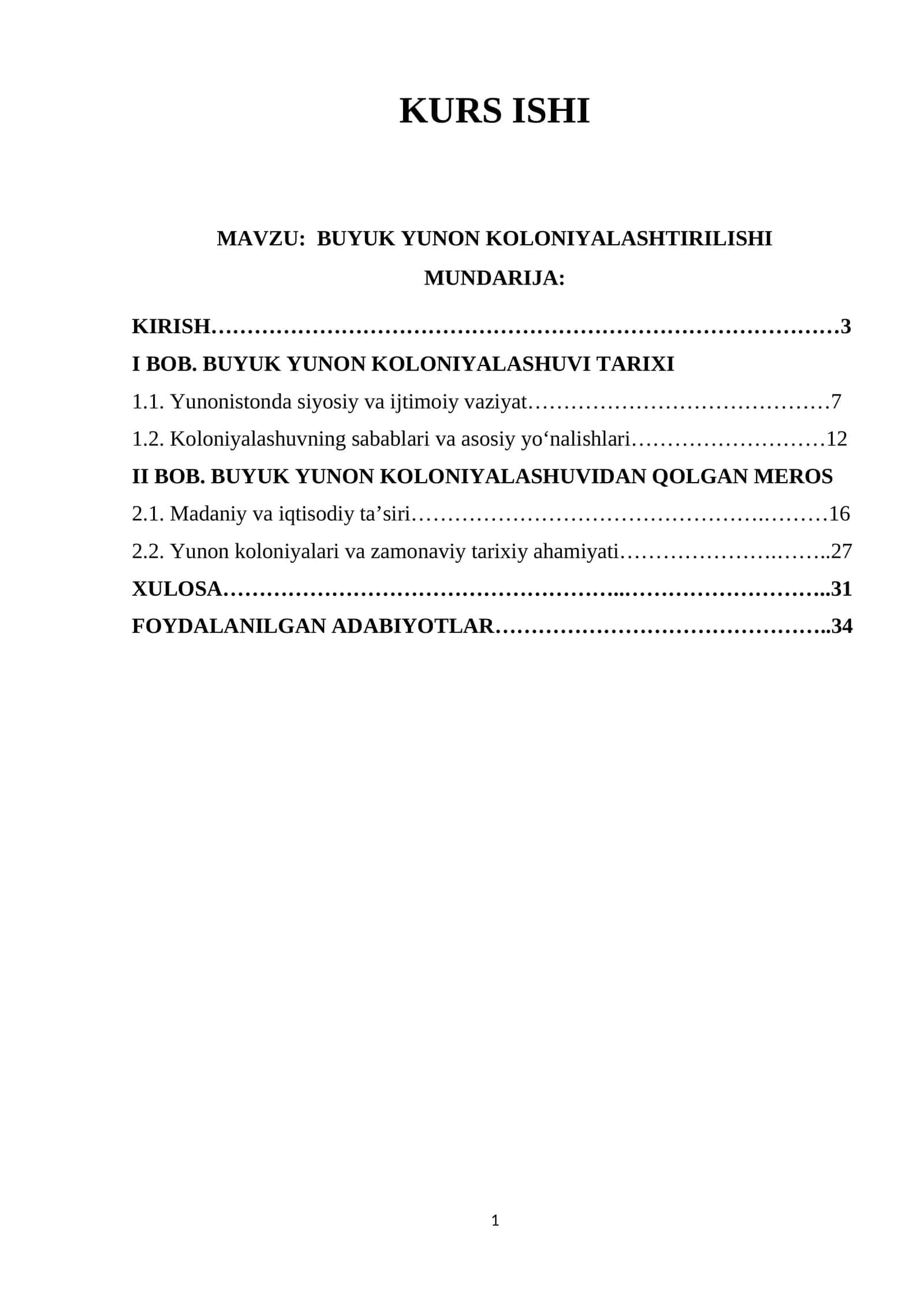 BUYUK YUNON KOLONIYALASHTIRILISHI