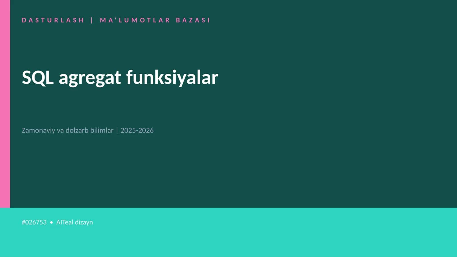 SQL agregat funksiyalar