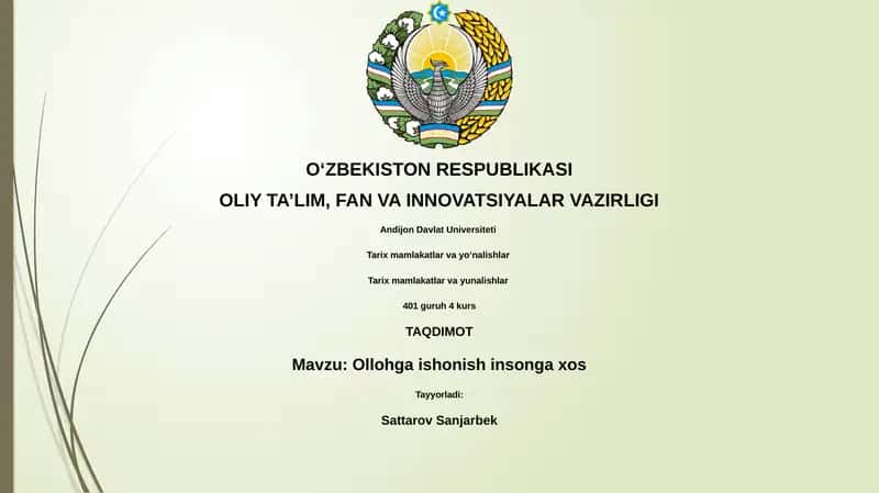 Ollohga ishonish insonga xos