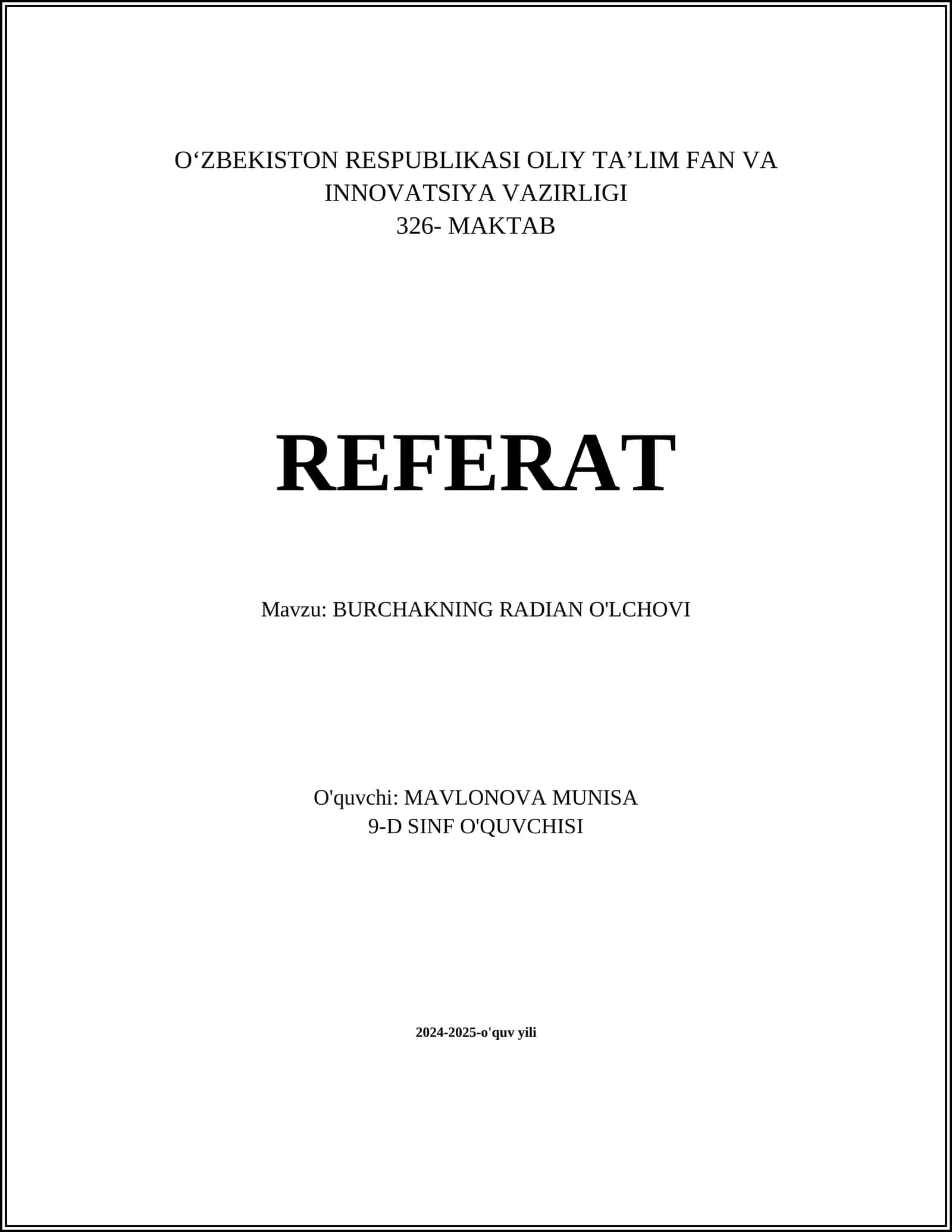 Burchakning Radian o'lchovi