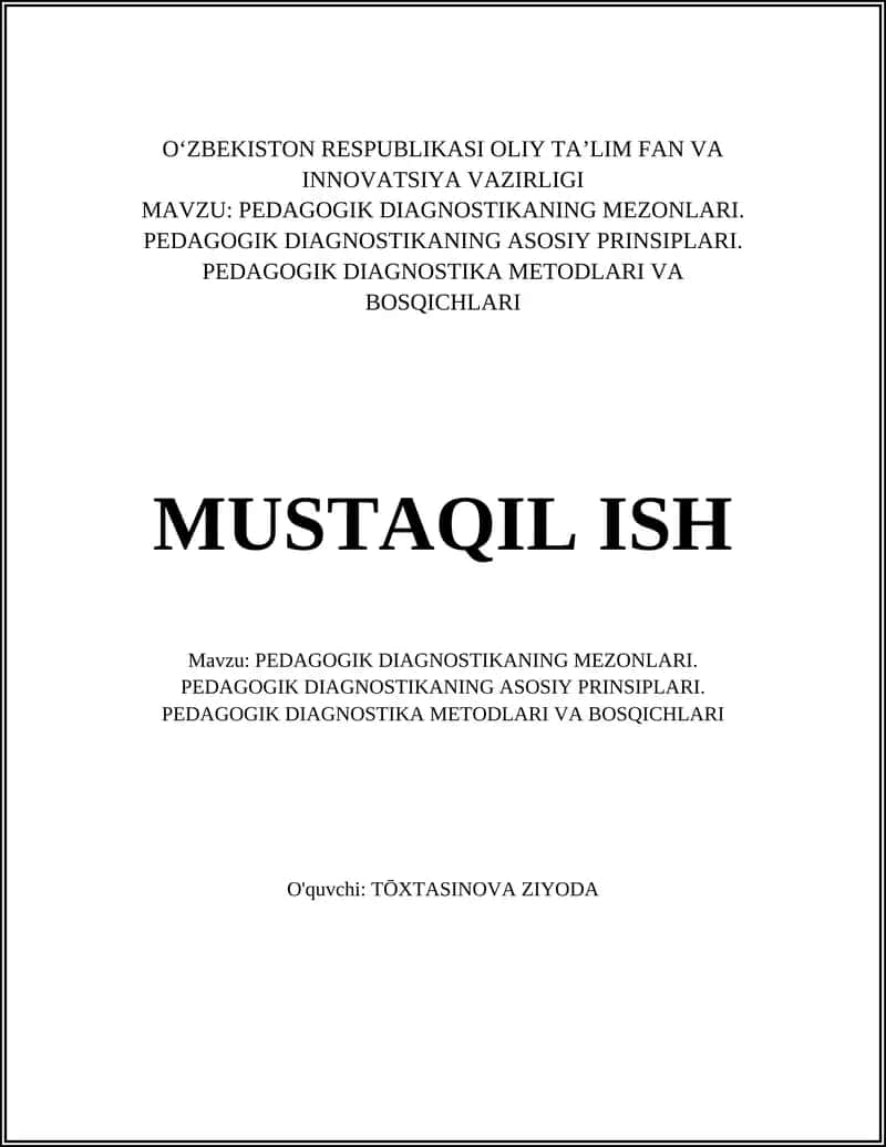 PEDAGOGIK DIAGNOSTIKANING MEZONLARI