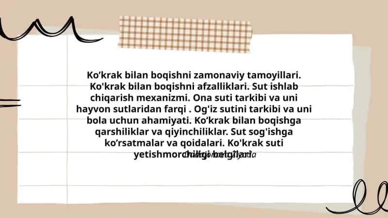 Ko’krak bilan boqishni zamonaviy tamoyillari
