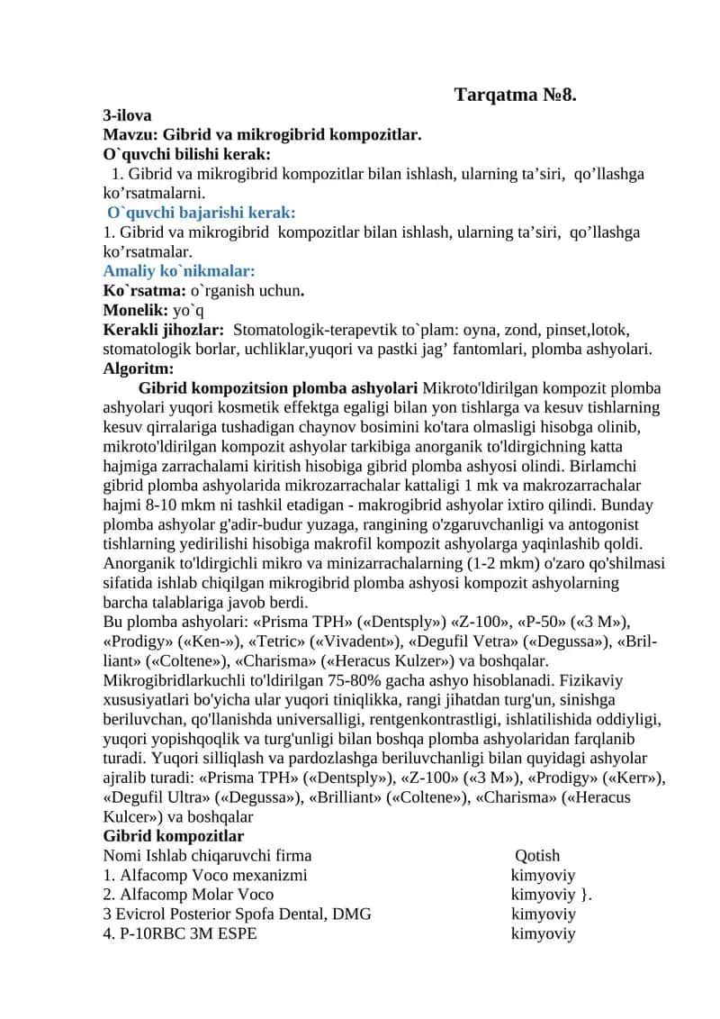 Gibrid va mikrogibrid kompozitlar