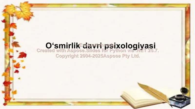 Oʻsmirlik davri psixologiyasi