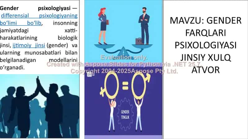 GENDER FARQLARI PSIXOLOGIYASI JINSIY XULQ ATVOR