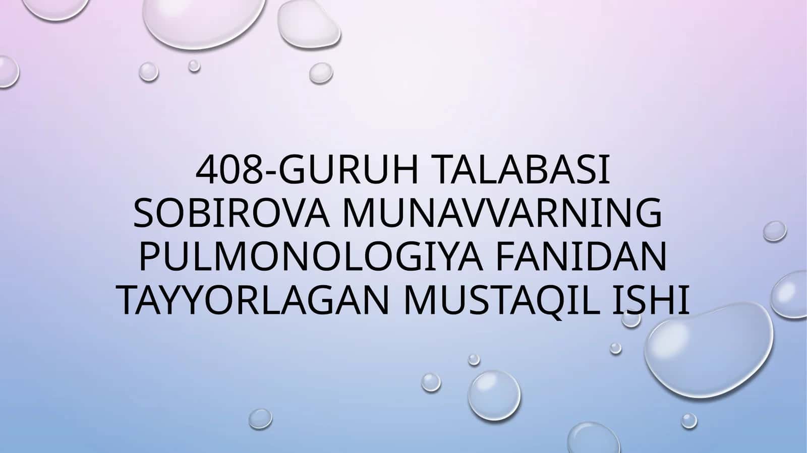 O’pka yallig’lanishining qiyosiy tashxislash