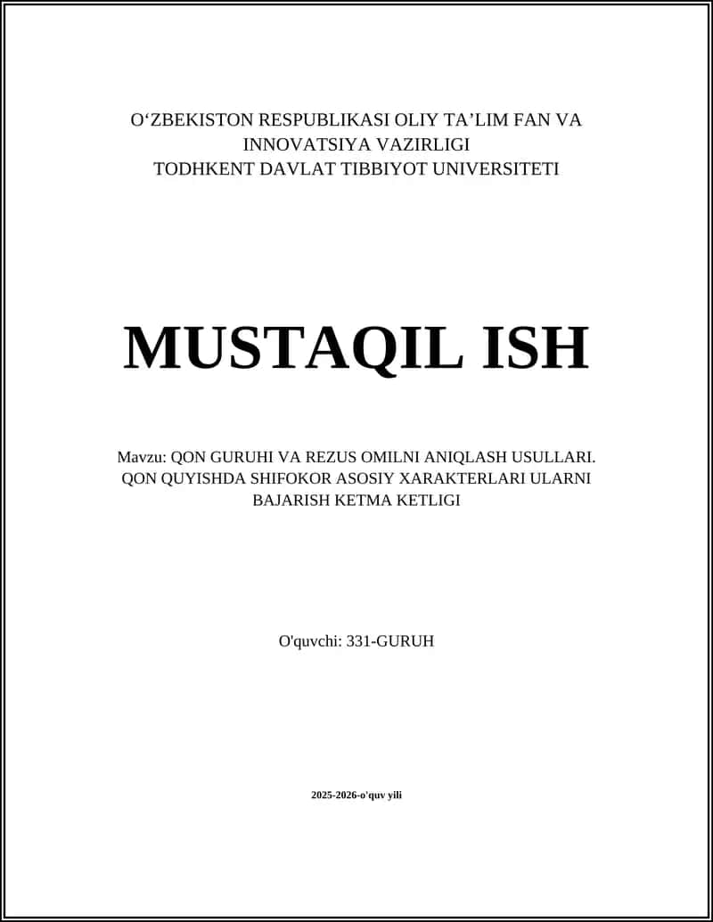 Qon Guruhini Aniqlash Usullari