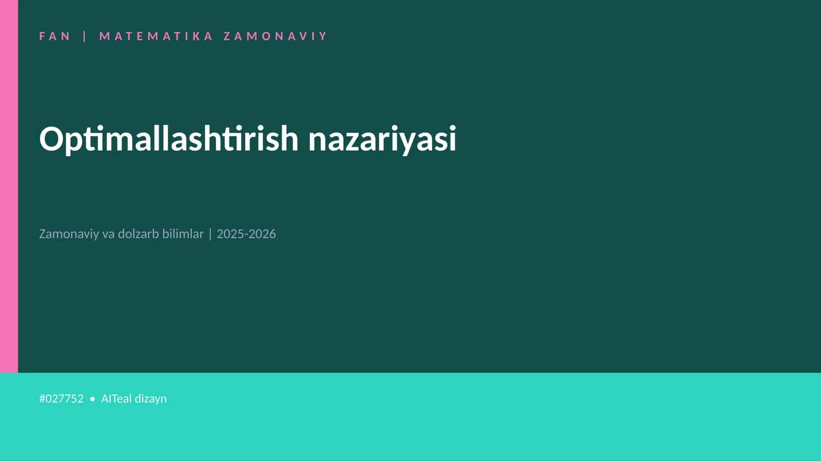 Optimallashtirish nazariyasi