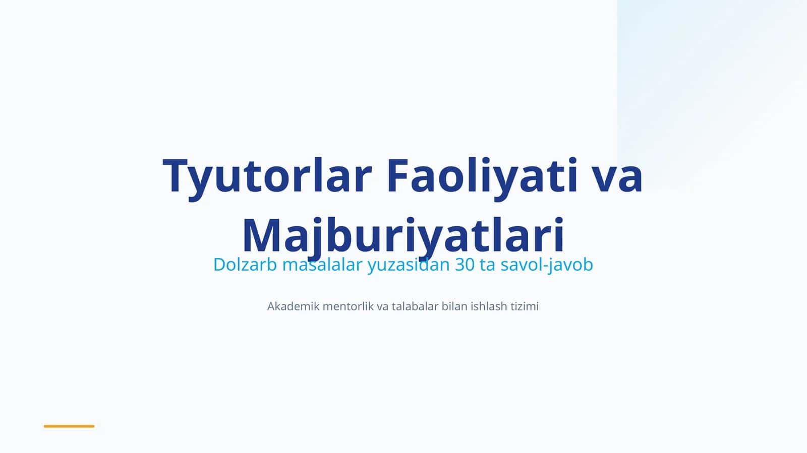 Tyutorlar Faoliyati va Majburiyatlari