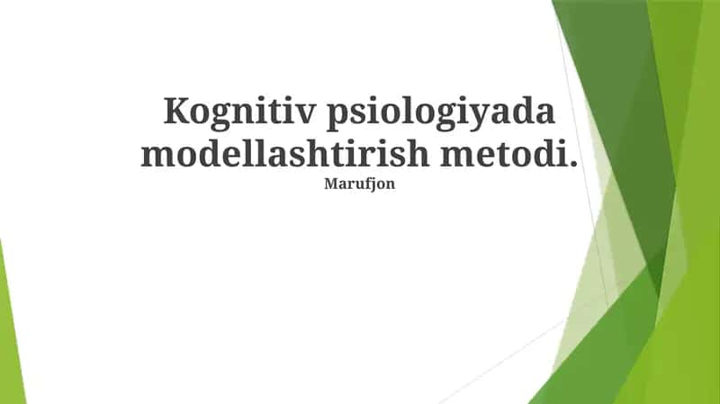 Kognitiv psiologiyada modellashtirish metodi