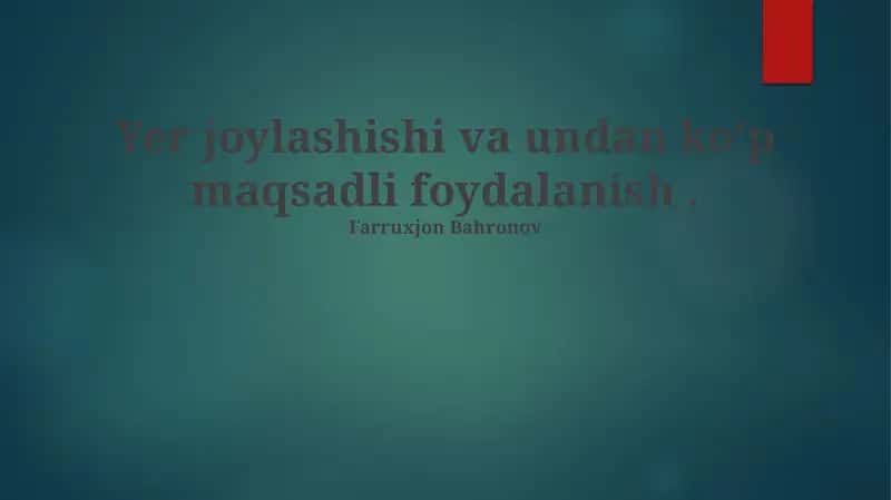 Ko'p maqsadli foydalanish imkoniyatlari