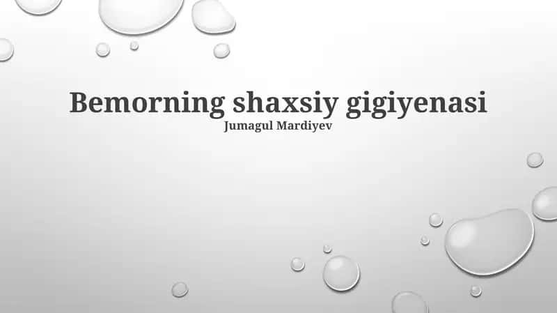 Bemorning shaxsiy gigiyenasi