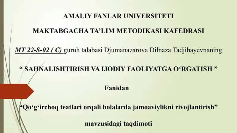 Qoʻgʻirchoq teatlari orqali bolalarda jamoaviylikni rivojlantirish