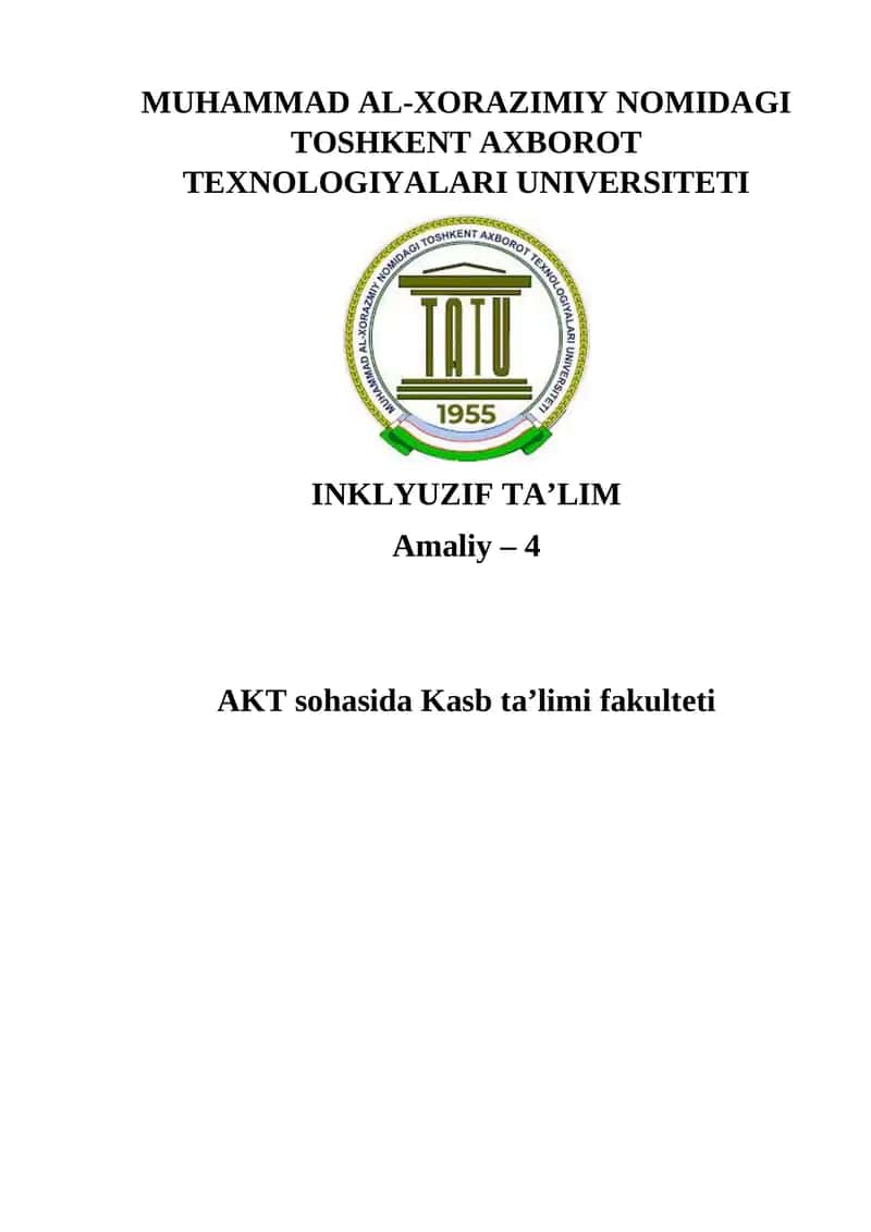 inklyuzif fanidan amaliy ish