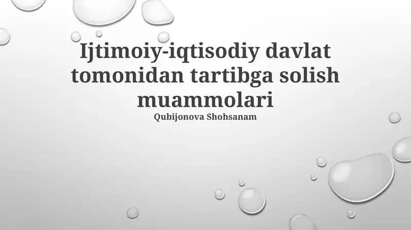 Ijtimoiy-iqtisodiy davlat tomonidan tartibga solish muammolari
